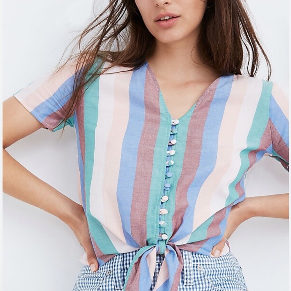 Madewell Novel Tie-Front Button Top